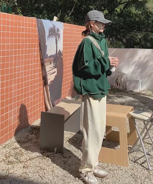 lala Born（ララボーン）の「配色ステッチハーフジップPO（パーカー・レディース・イエロー/グリーン・FREE）」の6枚目の写真