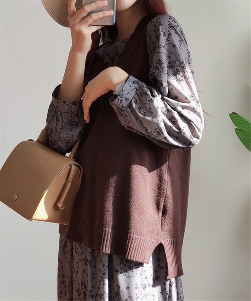 MAISON DE THERESE(メゾン ド テレーズ)の「Vネック 前後差ニットベスト(ベスト・レディース・ブラック/グレー/ベージュ/ブラウン/その他・FREE)」の15枚目の写真