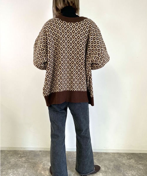 MLI'A(エムリア)の「2Way配色ダイヤ柄ジャガードニットカーディガン(カーディガン/ボレロ・レディース・ブラック/ブラウン/ライトベージュ・M)」の21枚目の写真