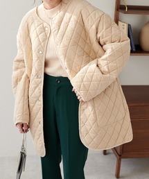 DISCOAT | ベロアキルティングコート(ノーカラーコート)