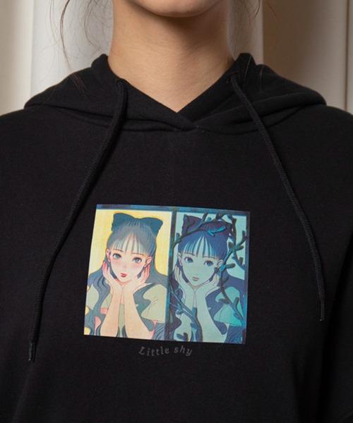 vis-`a-vis（ビサビ）の「【WEB限定】【コラボ】ミチ＆藍にいなイラストプリント裏毛チュニックフーディ（パーカー・レディース・ライトグリーン/ブラック/ホワイト・FREE）」の18枚目の写真