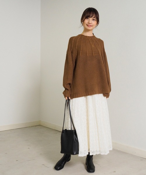 Crisp(クリスプ)の「起毛レースプリーツスカート(スカート・レディース・ブラック/アイボリー・FREE)」の8枚目の写真