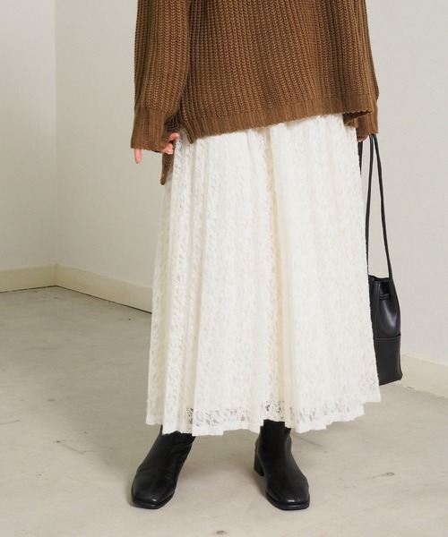 Crisp(クリスプ)の「起毛レースプリーツスカート(スカート・レディース・ブラック/アイボリー・FREE)」の11枚目の写真