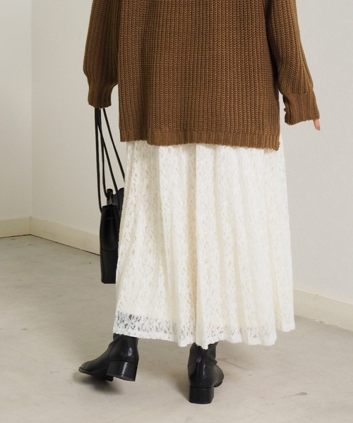Crisp(クリスプ)の「起毛レースプリーツスカート(スカート・レディース・ブラック/アイボリー・FREE)」の12枚目の写真
