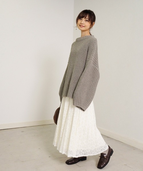 Crisp(クリスプ)の「起毛レースプリーツスカート(スカート・レディース・ブラック/アイボリー・FREE)」の13枚目の写真