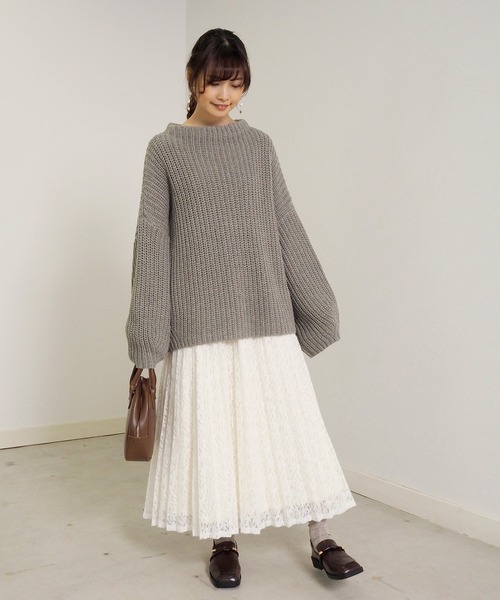 Crisp(クリスプ)の「起毛レースプリーツスカート(スカート・レディース・ブラック/アイボリー・FREE)」の14枚目の写真