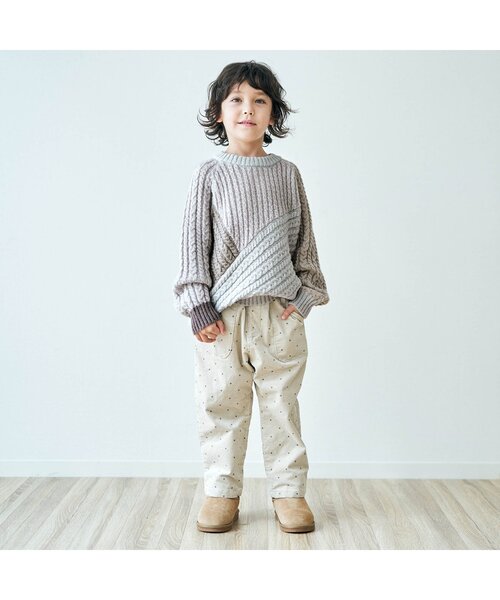 apres les cours（アプレレクール）の「パッチワークニット（ニット/セーター・キッズ・ブラウン/サックスブルー・120/100/140/90）」の8枚目の写真