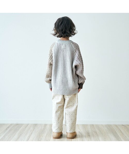 apres les cours（アプレレクール）の「パッチワークニット（ニット/セーター・キッズ・ブラウン/サックスブルー・120/100/140/90）」の10枚目の写真