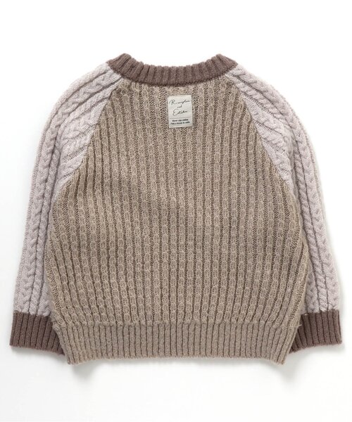 apres les cours（アプレレクール）の「パッチワークニット（ニット/セーター・キッズ・ブラウン/サックスブルー・120/100/140/90）」の6枚目の写真