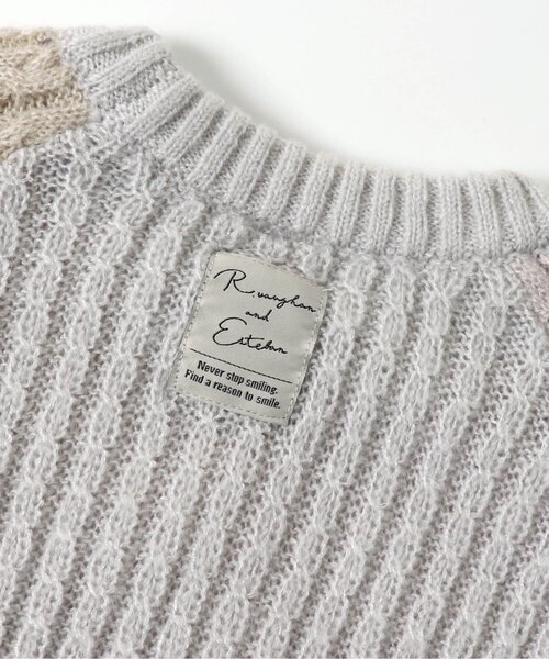 apres les cours（アプレレクール）の「パッチワークニット（ニット/セーター・キッズ・ブラウン/サックスブルー・120/100/140/90）」の7枚目の写真