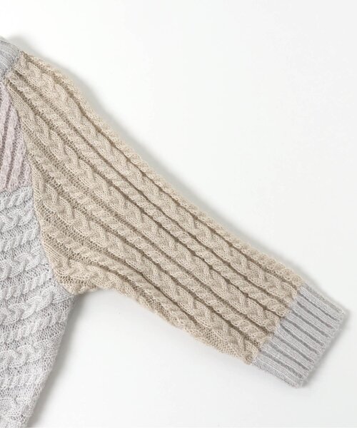 apres les cours（アプレレクール）の「パッチワークニット（ニット/セーター・キッズ・ブラウン/サックスブルー・120/100/140/90）」の3枚目の写真