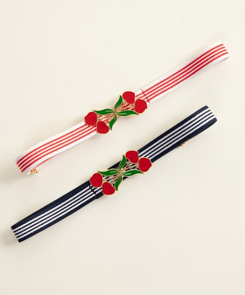 CHILD WOMAN（チャイルドウーマン）の「チェリーバックル ゴムベルト（ベルト・レディース・ネイビー/レッド・FREE）」の2枚目の写真