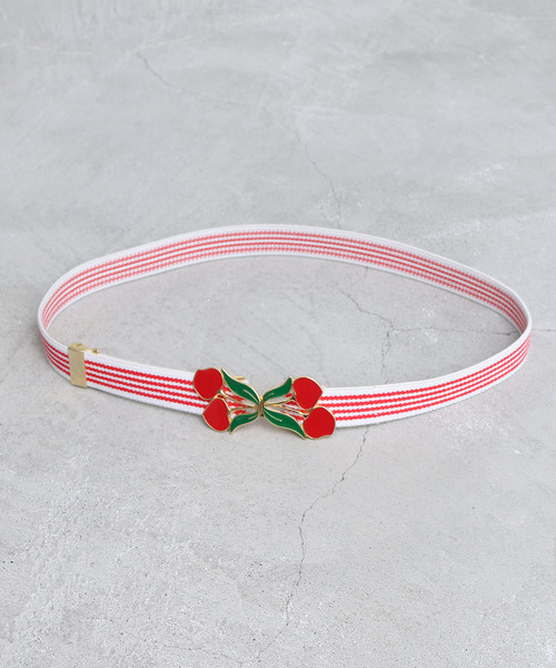 CHILD WOMAN（チャイルドウーマン）の「チェリーバックル ゴムベルト（ベルト・レディース・ネイビー/レッド・FREE）」の6枚目の写真