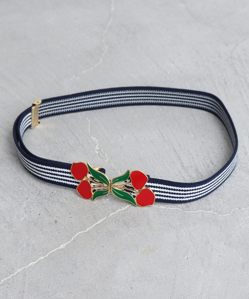 CHILD WOMAN（チャイルドウーマン）の「チェリーバックル ゴムベルト（ベルト・レディース・ネイビー/レッド・FREE）」の7枚目の写真