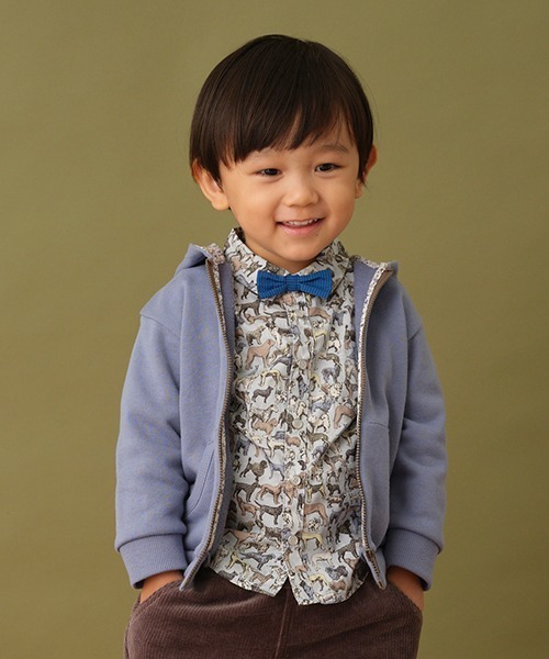 sense of wonder（センスオブワンダー）の「フード裏リバティファブリック裏毛パーカ【日本製】（パーカー・キッズ・モカ/ブルー・110cm/120cm/130cm/80-90cm/100cm）」の11枚目の写真