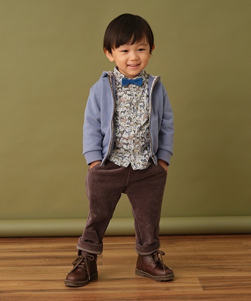 sense of wonder（センスオブワンダー）の「フード裏リバティファブリック裏毛パーカ【日本製】（パーカー・キッズ・モカ/ブルー・110cm/120cm/130cm/80-90cm/100cm）」の12枚目の写真