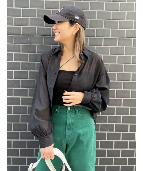 EVRIS（エヴリス）の「シアーショートレングスシャツ（シャツ/ブラウス・レディース・グリーン/パープル/ホワイト/ブラック・FREE）」の6枚目の写真