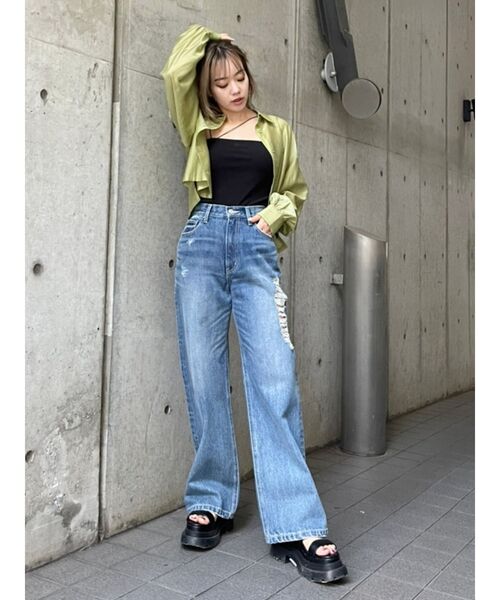 EVRIS（エヴリス）の「シアーショートレングスシャツ（シャツ/ブラウス・レディース・グリーン/パープル/ホワイト/ブラック・FREE）」の10枚目の写真