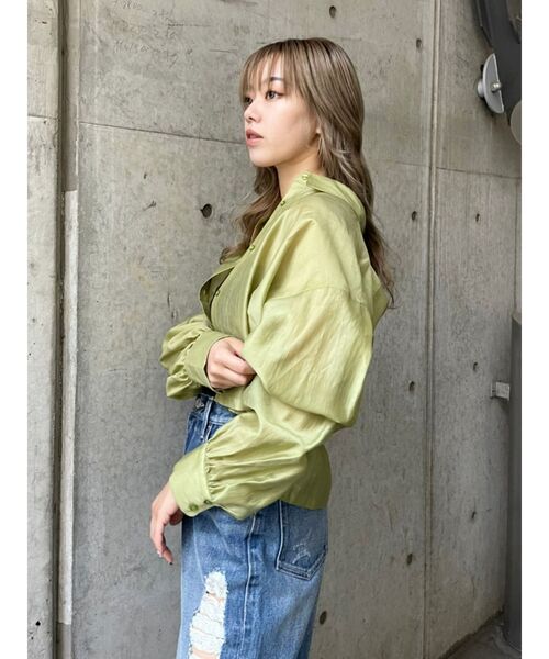 EVRIS（エヴリス）の「シアーショートレングスシャツ（シャツ/ブラウス・レディース・グリーン/パープル/ホワイト/ブラック・FREE）」の11枚目の写真