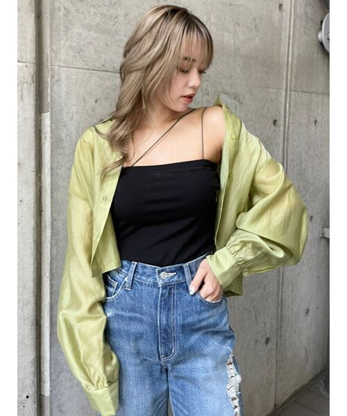 EVRIS（エヴリス）の「シアーショートレングスシャツ（シャツ/ブラウス・レディース・グリーン/パープル/ホワイト/ブラック・FREE）」の13枚目の写真