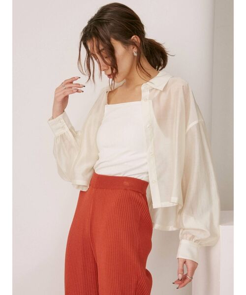 EVRIS（エヴリス）の「シアーショートレングスシャツ（シャツ/ブラウス・レディース・グリーン/パープル/ホワイト/ブラック・FREE）」の15枚目の写真