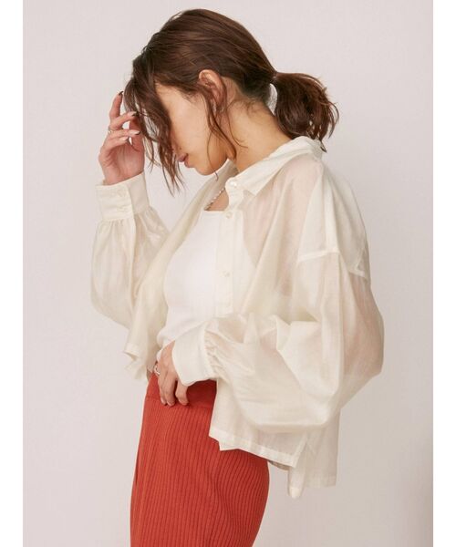 EVRIS（エヴリス）の「シアーショートレングスシャツ（シャツ/ブラウス・レディース・グリーン/パープル/ホワイト/ブラック・FREE）」の16枚目の写真