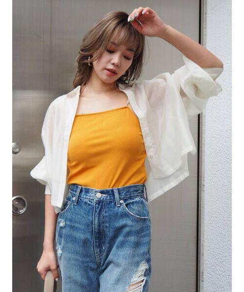 EVRIS（エヴリス）の「シアーショートレングスシャツ（シャツ/ブラウス・レディース・グリーン/パープル/ホワイト/ブラック・FREE）」の22枚目の写真