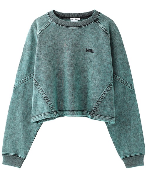 X-girl（エックスガール）の「CHEMICAL WASH CROPPED SWEAT TOP（スウェット・レディース・グリーン/ブラック/ピンク・S/M）」の15枚目の写真