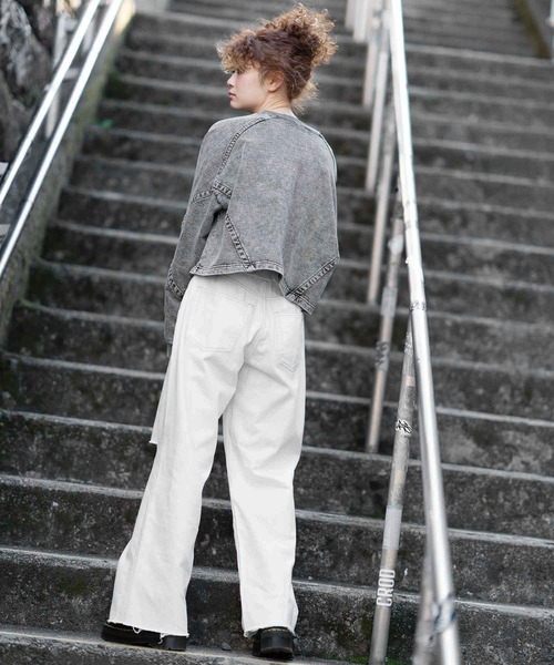 X-girl（エックスガール）の「CHEMICAL WASH CROPPED SWEAT TOP