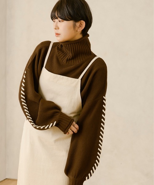 Ambre Neige(アンブルネージュ)の「ソデロープベルトニット/【WEB/EC限定商品】(ニット/セーター・レディース・ブラック/ダークブラウン/アイボリー/ライトベージュ・FREE)」の3枚目の写真