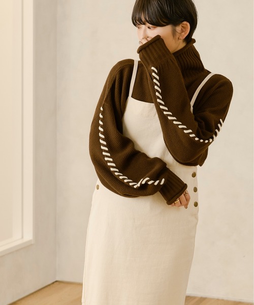 Ambre Neige(アンブルネージュ)の「ソデロープベルトニット/【WEB/EC限定商品】(ニット/セーター・レディース・ブラック/ダークブラウン/アイボリー/ライトベージュ・FREE)」の13枚目の写真