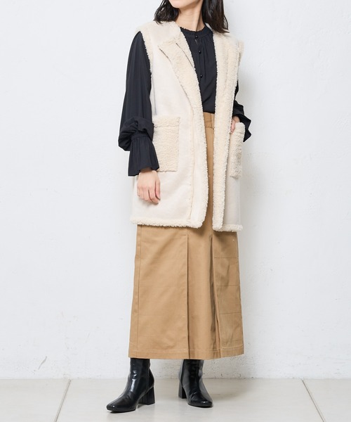 SUPERTHANKS(スーパーサンクス)の「【SUPERTHANKS/スーパーサンクス】別注SQUARE STITCH TCK WIDE SK/スクエアステッチワイドスカート(スカート・レディース・ベージュ/ブルー・SMALL/MEDIUM)」の3枚目の写真