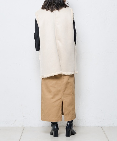 SUPERTHANKS(スーパーサンクス)の「【SUPERTHANKS/スーパーサンクス】別注SQUARE STITCH TCK WIDE SK/スクエアステッチワイドスカート(スカート・レディース・ベージュ/ブルー・SMALL/MEDIUM)」の4枚目の写真