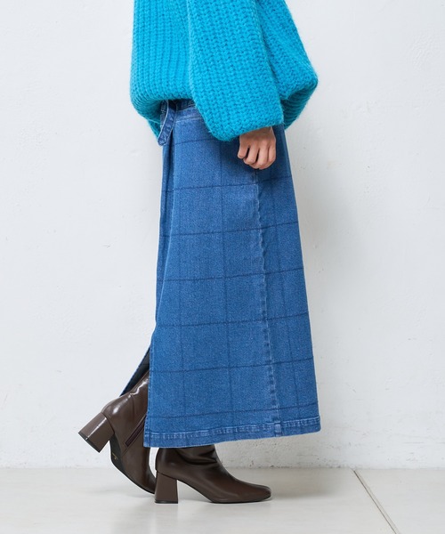 SUPERTHANKS(スーパーサンクス)の「【SUPERTHANKS/スーパーサンクス】別注SQUARE STITCH TCK WIDE SK/スクエアステッチワイドスカート(スカート・レディース・ベージュ/ブルー・SMALL/MEDIUM)」の7枚目の写真