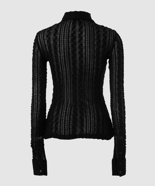 GANNI(ガニー)の「Stretch Lace Jersey Shirt(シャツ/ブラウス・レディース・ブラック/オレンジ・38/36/34)」の3枚目の写真