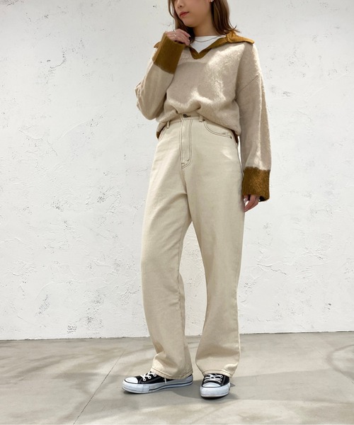 apres jour mignon(アプレジュールミニョン)の「起毛スキッパーニットポロ【ZOZOTOWN限定アイテム】(ニット/セーター・レディース・ライトベージュ/グレイッシュベージュ/ブルー系その他・フリー/X-LARGE)」の8枚目の写真
