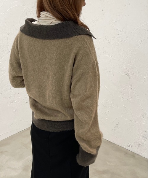 apres jour mignon(アプレジュールミニョン)の「起毛スキッパーニットポロ【ZOZOTOWN限定アイテム】(ニット/セーター・レディース・ライトベージュ/グレイッシュベージュ/ブルー系その他・フリー/X-LARGE)」の14枚目の写真