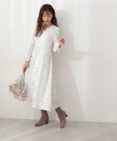 PROPORTION BODY DRESSING(プロポーションボディドレッシング)の「フラワープリントフロントボタンワンピース / 1212140103(ワンピース・レディース・ベージュ/グレー・SMALL/MEDIUM)」の8枚目の写真