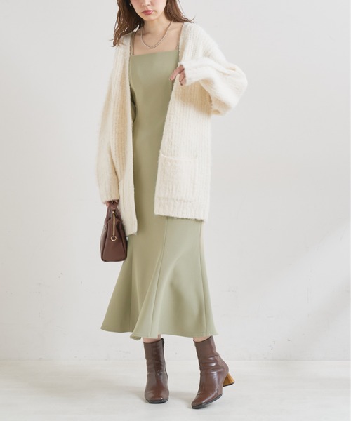 natural couture(ナチュラルクチュール)の「【WEB限定カラー有り】おしゃれマーメイドリボンキャミワンピース(ワンピース・レディース・ブラック/ブルー/モカ/ライトベージュ/グリーン系・FREE)」の12枚目の写真