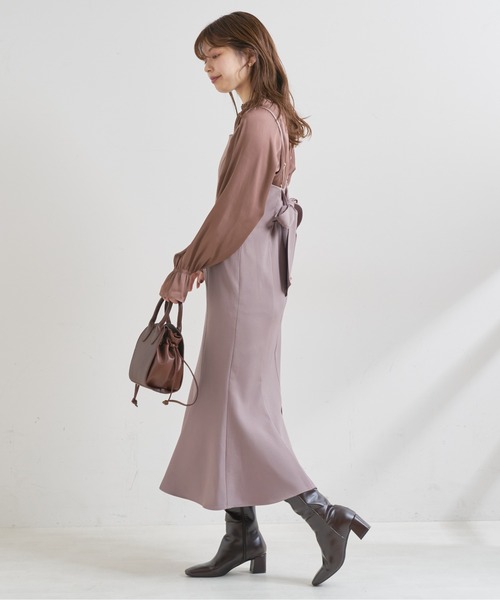 natural couture(ナチュラルクチュール)の「【WEB限定カラー有り】おしゃれマーメイドリボンキャミワンピース(ワンピース・レディース・ブラック/ブルー/モカ/ライトベージュ/グリーン系・FREE)」の6枚目の写真