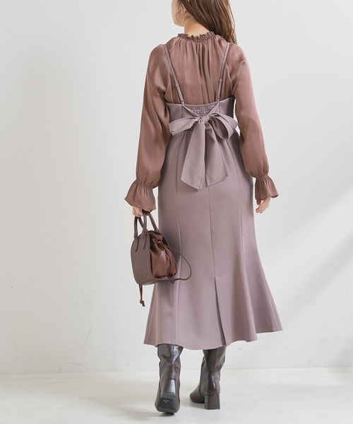 natural couture(ナチュラルクチュール)の「【WEB限定カラー有り】おしゃれマーメイドリボンキャミワンピース(ワンピース・レディース・ブラック/ブルー/モカ/ライトベージュ/グリーン系・FREE)」の10枚目の写真