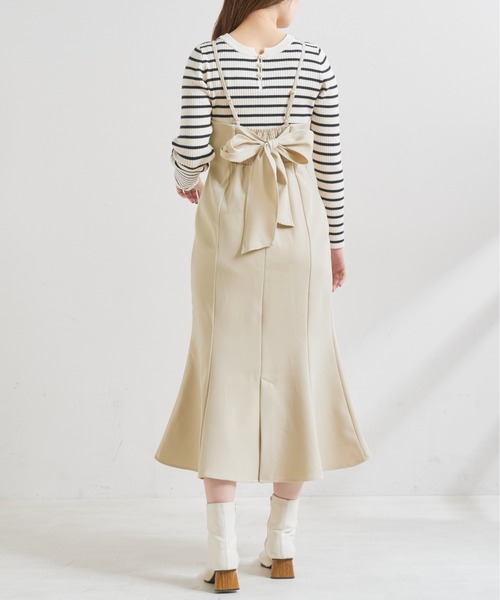 natural couture(ナチュラルクチュール)の「【WEB限定カラー有り】おしゃれマーメイドリボンキャミワンピース(ワンピース・レディース・ブラック/ブルー/モカ/ライトベージュ/グリーン系・FREE)」の7枚目の写真