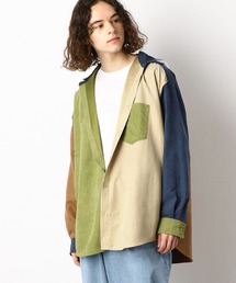 Purple&Yellow | ピーチスキンフーデットビッグシャツ(シャツ/ブラウス)