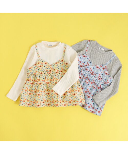 BREEZE（ブリーズ）の「/花柄キャミドッキングトップス（Tシャツ/カットソー・キッズ・グレー/アイボリー・90/100/110/120/80/130/140）」の11枚目の写真