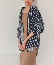 feepur | ストライプオーバーカラーシャツ(シャツ/ブラウス)