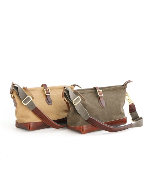 ARTS & CRAFTS（アーツアンドクラフト）の「アーツアンドクラフツ / AGING CANVAS エイジングキャンバス / CARRY ALL SHOULDER S キャリーオールショルダーS（ショルダーバッグ・メンズ・オリーブ/タン・FREE）」の6枚目の写真