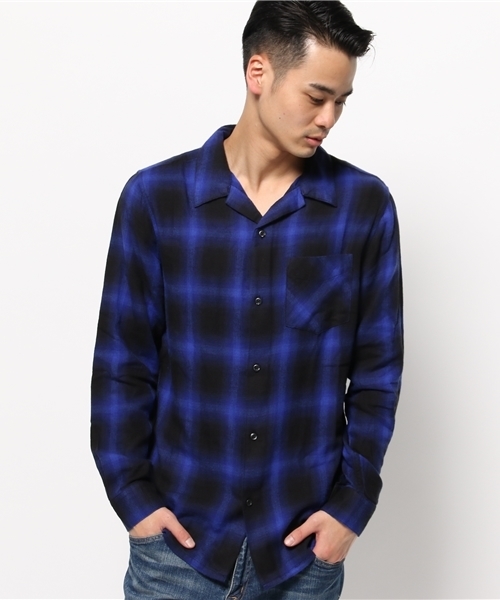 WEGO(ウィゴー)の「WEGO/オンブレチェックシャツ(シャツ/ブラウス・メンズ・ブルー/レッド・MEDIUM/LARGE)」の1枚目の写真