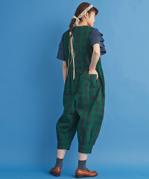 Malle（マル）の「malle コットン/強撚チェック オールインワン（つなぎ/オールインワン・レディース・ブラウン系その他/グリーン系その他・FREE）」の10枚目の写真