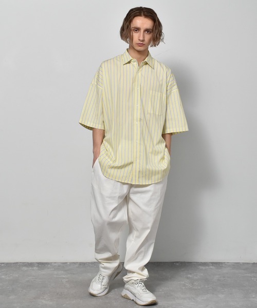 Starting Over（スターティングオーバー）の「ブロードビッグレギュラー半袖シャツ（シャツ/ブラウス・メンズ・サックスブルー/ブラック/サックスブルー系/ホワイト系/グレー/イエロー/ラベンダー/グリーン/ホワイト/ブラック系その他/グリーン系その他・M/L/XL）」の14枚目の写真