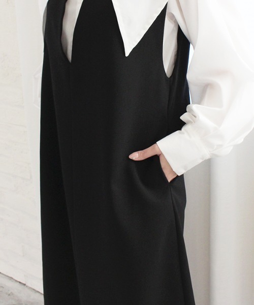 MODE ROBE（モードローブ）の「2WAY Vネックワンピース（ワンピース・レディース・アイボリー/ブラック/ベージュ・FREE）」の8枚目の写真